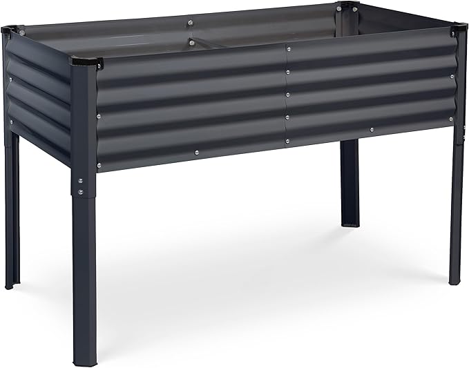Galvanized Raised Garden Beds Outdoor with Legs // 48×24×31in Elevated Planter Box for Vegetables Flowers (Gray) // Large Metal Garden Bed for Backyard Patio Gardening