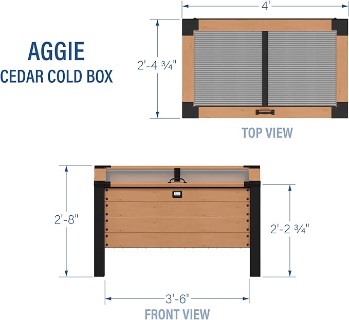 Backyard Discovery Aggie 4' x 2' Cedar Wood Cold Frame Portable Mini Greenhouse Raised Garden Planter with Temperature-Activated Polycarbonate Lid Mesh Drainage for Year-Round Outdoor Gardening