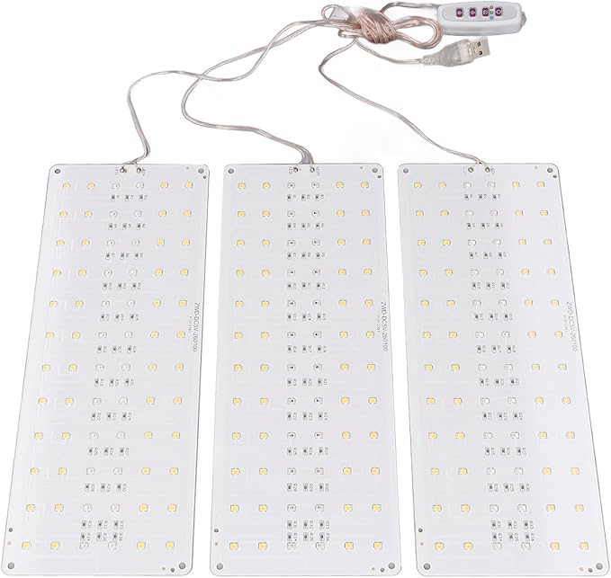 LED Plant Growth Lamp Dimmable Full Spectrum Indoor Grow Light USB 5V Greenhouses (3 Heads)