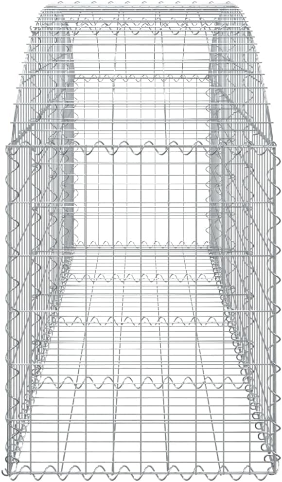 Gabion Basket Silver Galvanized Iron Rectangular Medium 78.7x19.7x23.6in Durable Outdoor Retaining Wall for Garden Landscaping