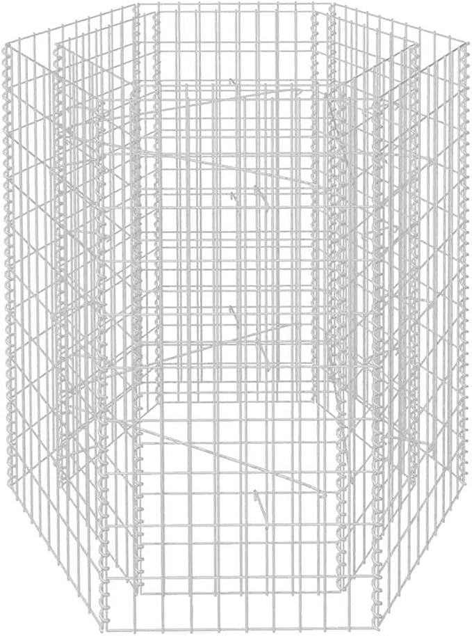 Gabion Raised Bed Silver Galvanized Steel 39.4x35.4x39.4 inch Hexagonal Planter for Outdoor Plants Durable Garden Bed Solution