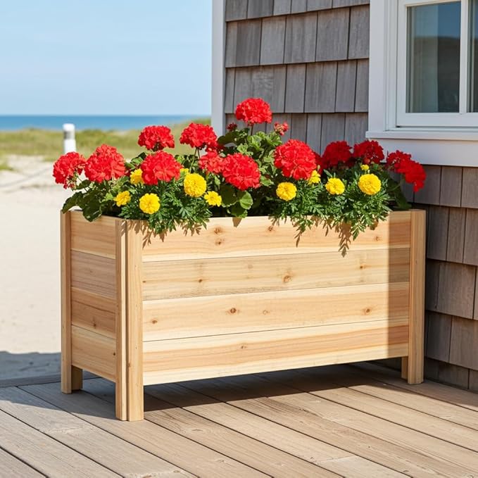 Tall Cedar Raised Garden Planter Box with Legs – Elevated Design for Comfortable Gardening Custom Sizes for Home Patio &amp Commercial Use (36 L x 18 W x 25 H)