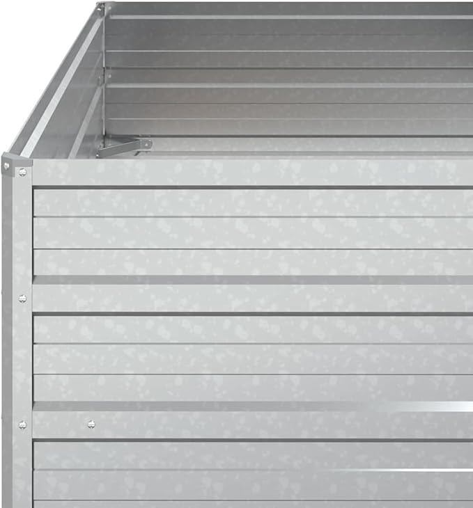 Bopdu Garden Raised Bed 39.4x39.4x17.7 Galvanized Steel Silver Backyard Patio Planter Raised Beds for Vegetables Outdoor Garden Raised Planter Box for Flowers Fruits