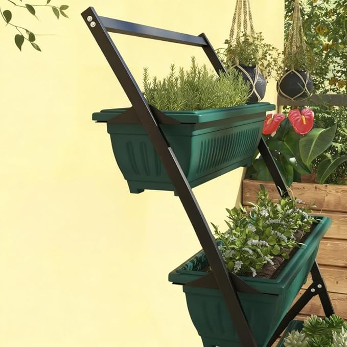 Plant Stand Grow Container4 Tier Vertical Raised Garden Planter with 4 Boxesfor Vegetable Flowers KU268