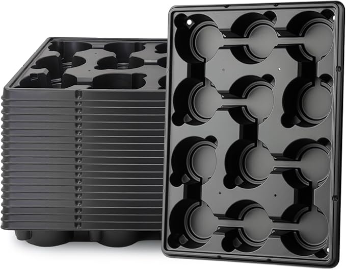 12 Cell Round Nursery Pot Trays Thickened Durable Seedling Pots Shuttle Carrying Trays for Holding 4 Inch Nursery Pots (16.85 × 12.6 20-Pack)