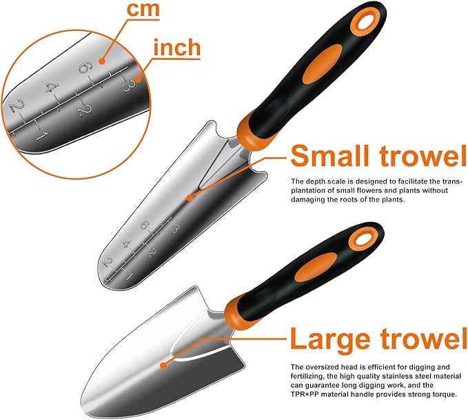 Gardening Tools10PCS Stainless Steel Heavy Duty Garden Tool SetNon-Slip Ergonomic Handle and Outdoor Garden Shovel with Storage Gardening KitGarden Gifts for Women and Men