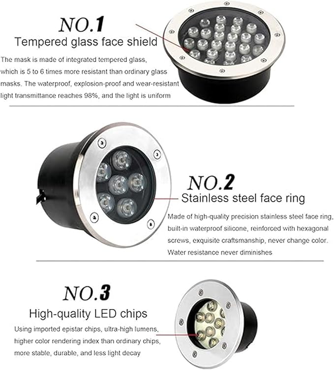 Ground Landscape Lights - Outdoor Buried Lights AC85-265V Outdoor Recessed Spot Light IP66 Waterproof Underground Light LED for Garden Pathway Patio Step Deck(Yellow1W)