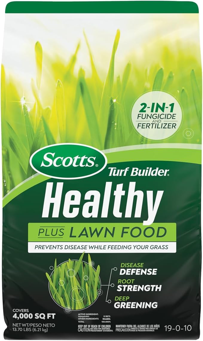 Scotts Turf Builder Healthy Plus Lawn Food 2-in-1 Fungicide and Fertilizer Helps Grass Withstand Summer Stress 4000 sq. ft. 13.70 lbs.
