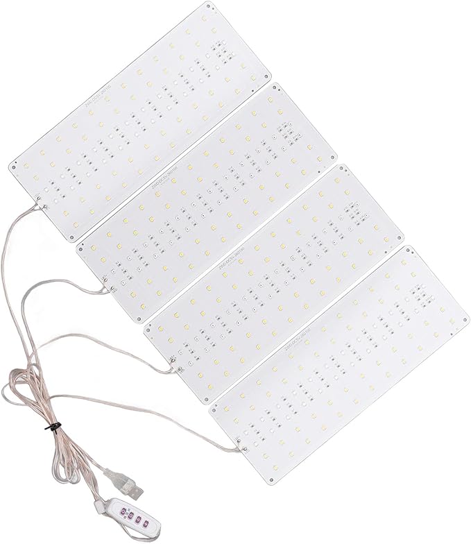 LED Plant Growth Lamp Dimmable Full Spectrum Indoor Grow Light USB 5V Greenhouses (4 Heads)