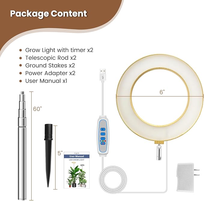 Grow Light Full Spectrum Plant Grow Light Height Adjustable Auto Timer 3 Lighting Modes for Indoor Plnats 5V