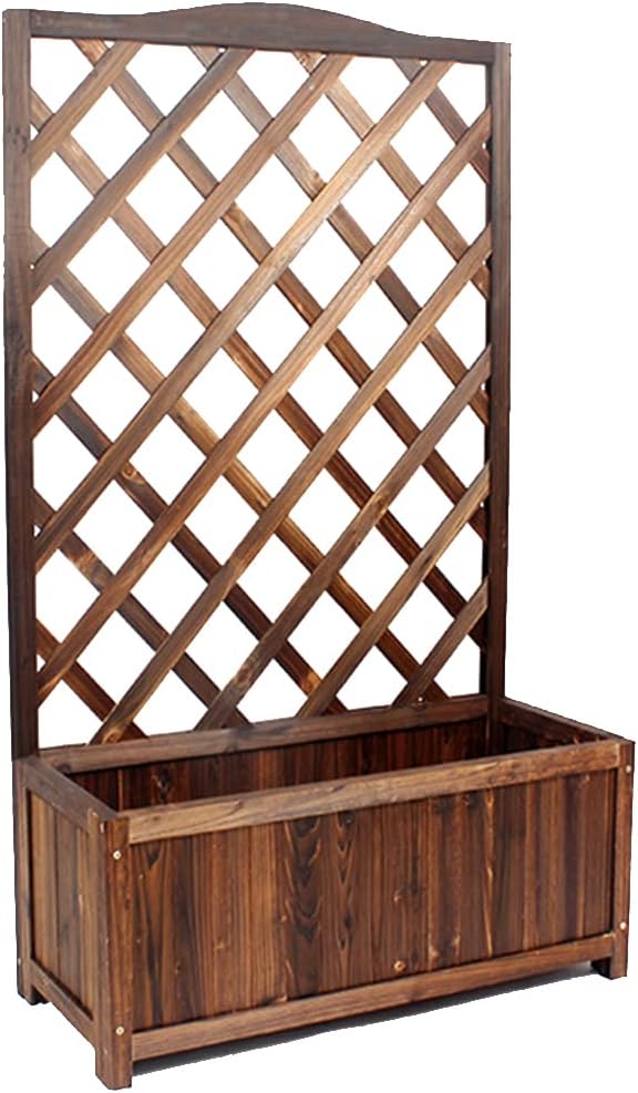 Wood Planter Raised Bed with Trellis Outdoor Natural Wooden Garden Bed Planter Box Kit for Vegetables Herbs Flowers Tomato and HerbsNatural60x35x120cm