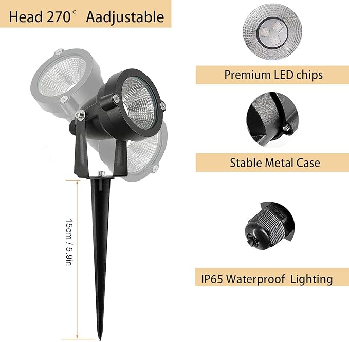 Christmas Outdoor Landscape Spotlight with Timer 10W LED Color Changing Outdoor Spot Lights IP65 Waterproof RGB Metal Case Spotlights with Stake Stand for Yard Garden Lawn House 6 Lights