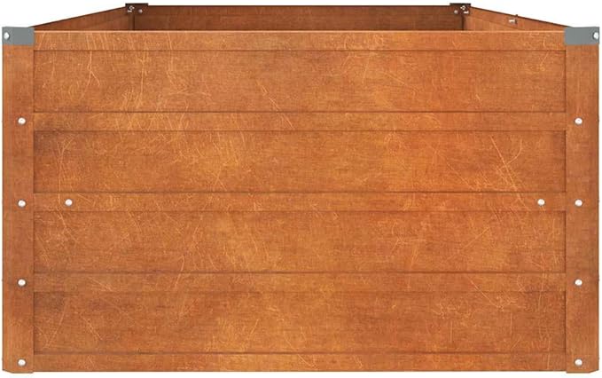 YAFF Rustic Brown Rectangular Raised Garden Bed in Corten Steel - 63x31.5x17.7 Inches for Outdoor Gardening
