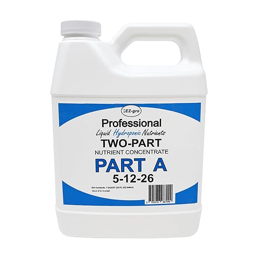 EZ-gro 5-12-26 Part A &amp 15.5-0-0 Part B Formula of Hydroponic Nutrients | Hydroponic Plant Food Suited for Hydroponic and Soil Based Applications | Liquid Plant Food 1 QT of Each