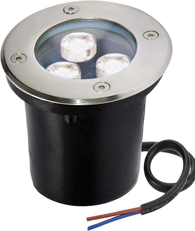 3W RGB Outdoor Recessed Spotlight - IP65 Waterproof LED Inground Light for Garden Pathways (Blue 3W-24V) (Yellow 3W)