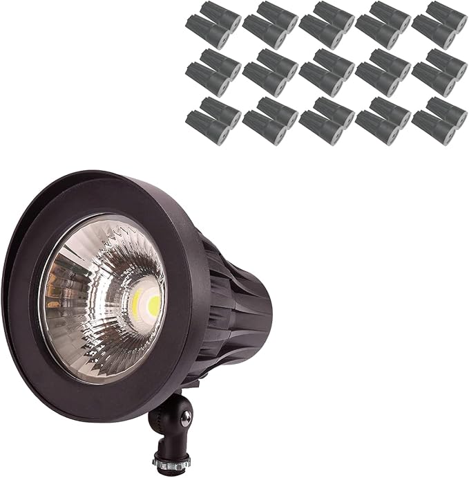 GKOLED 30W 5000K Bullet/Round Outdoor Spotlight Narrow Beam Angle Light with 30-Pack Waterproof Large Size Wire Connectors