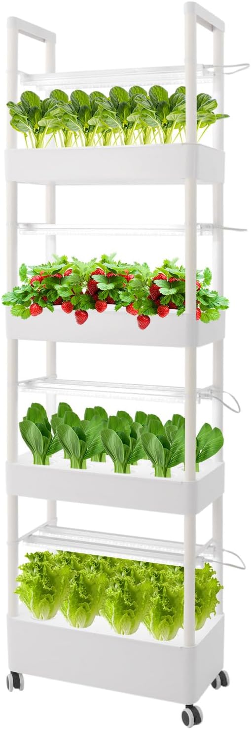 Hydroponic Growing Tower System Kit 56-Plant Vertical Hydroponics Garden Tower with LED Grow Light for Outdoor Indoor Herbs Fruits Vegetables Smart Garden Planter Kit