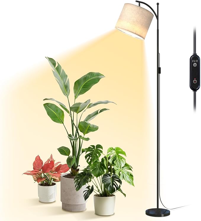 Bstrip 70.8″ Tall Grow Lights for Indoor Plants 3000K Full Spectrum Plant Light with Stand Auto On/Off Timer &amp Adjustable Angle 25W Non-Dimmable LED Lamp for Plant Growth