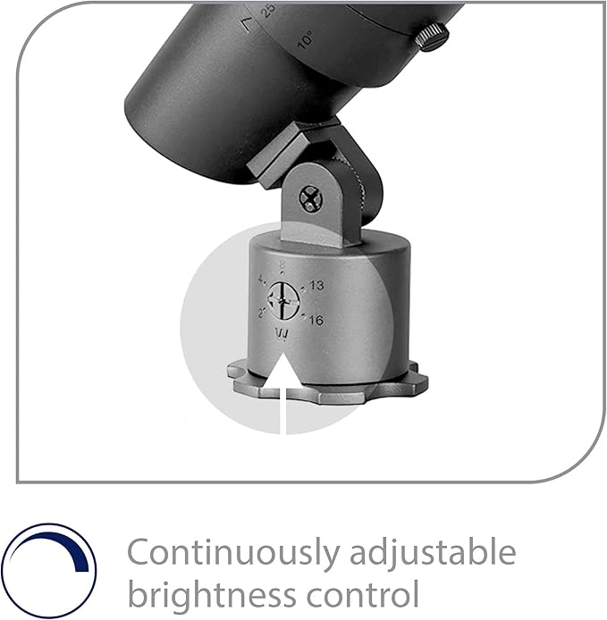 WAC Landscape Lighting LED 120V Line Voltage Medium Size Accent Light with Adjustable Beam Angle and Integral Brightness Control 3000K Warm White Built-in LED in Black