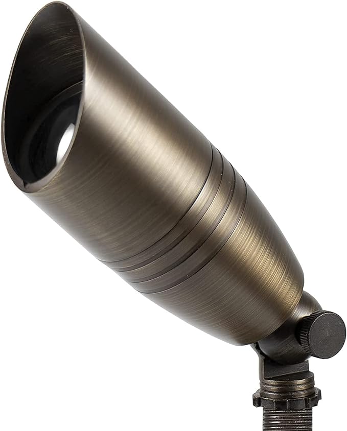 H-A Solid Brass Uplight Spotlight Fixture Landscape Outdoor Lighting Waterproof with Ground Spike Stand 12v Low Voltage