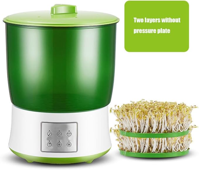 2 Layers Automatic Sprouts Growing Kit Intelligent Automatic Bean Sprouts Maker Healthy Material for SoybeanMung Bean Soybean Mung Bean Red