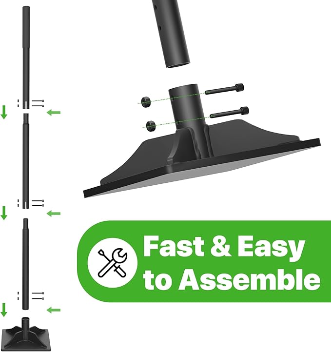 Steel Tamper Tool 49 inch Hand Tamper with Heavy Duty 8x8 Metal Tamper Head Long Handle Garden Tamper Tool for Dirt Landscaping Soil Ground Sand Black