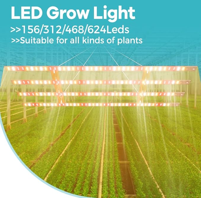 400W LED Plant Growing Light-156LEDsFull Spectrum for Seedlings/Small Potted Herbs Suitable Vegetables Growth/Bloom Ideal for Indoor Gardens Windowsill Perfect Fill Planting Lamp AC 100-277V US Plug