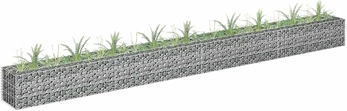 Gabion Raised Bed Galvanized Steel Planter Box 360x30x30 cm Outdoor Garden Border for Patio Planting