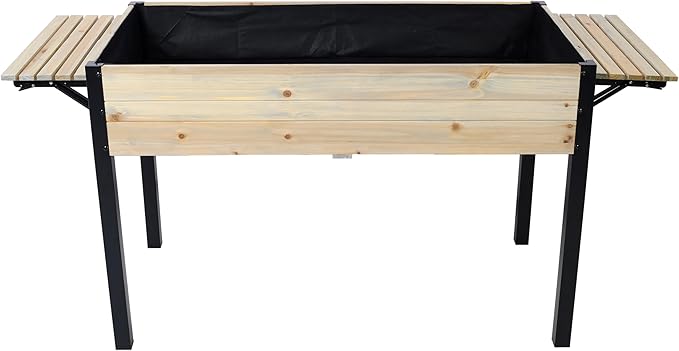 Donext Horticulture Raised Garden Bed Metal Leg Wood Planter Boxes with Folding Storage Shelf Metal Leg Wood Planter Boxes with Folding Storage Shelf Natural