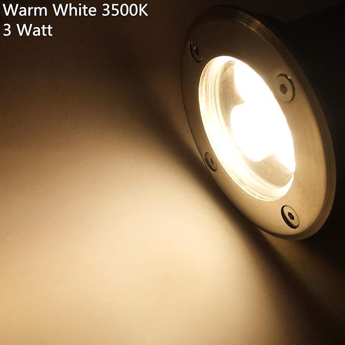 4 Pack LED Landscape Lights - 3W Low Voltage Ground Well Light DC 12V/24V Pathway Lights 300LM Warm White 3500K Water-Resistant LED Outdoor Spotlights for DrivewayRed-24v(3w)