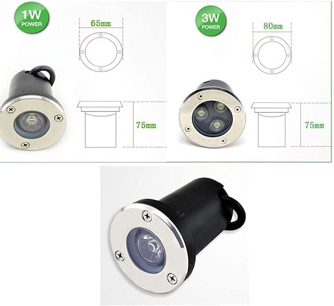 3PCS Ground LED Landscape Lamp - 1/3W Outdoor Buried Lights IP65 Waterproof Underground Buried Lamp Recessed LED Spotlight for Driveway Deck Step Villa DecoratYellow Light 1W