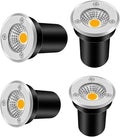 4 Pack Recessed Landscape Lamp 3W Outdoor LED Spotlight 12V Low Voltage Mini Buried Lights IP67 Waterproof Stainless Steel LED Well Light(White Light)