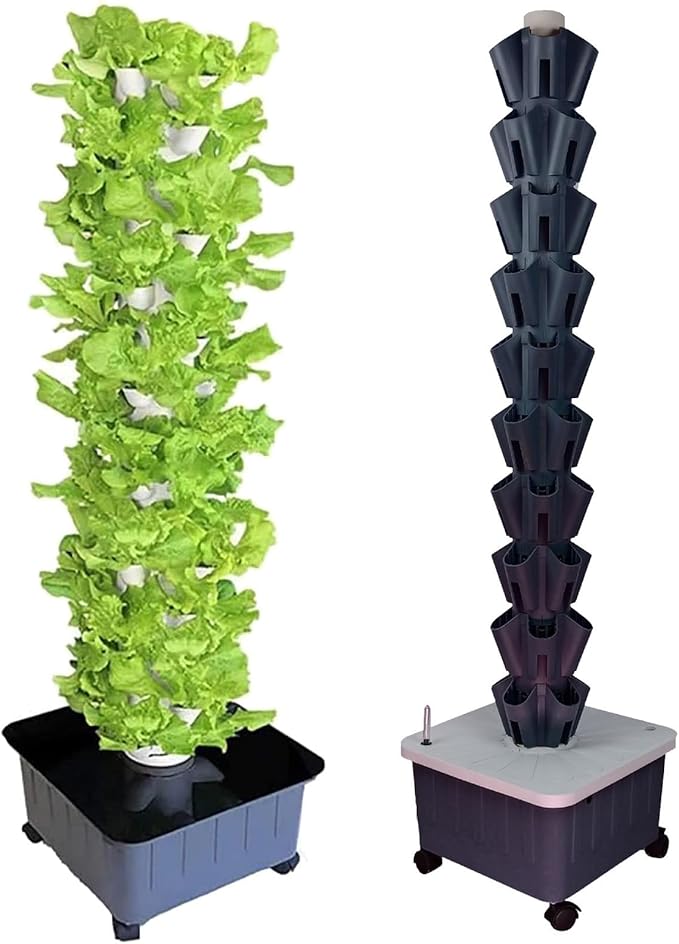 40/50/60 hole aquaponics growing systemHydroponics Tower SetAutomated Aeroponic TowerSoilless Cultivation Growing SystemIndoor Smart GardenGrey-12floors