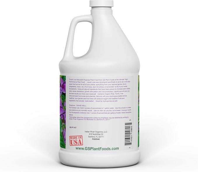 Liquid Love Plant Food by GS Plant Foods- All Purpose Plant Fertilizer (1 Gallon) - Liquid Fertilizer for Herb Gardens House Plants Vegetables Fruit Trees Lawns &amp Shrubs