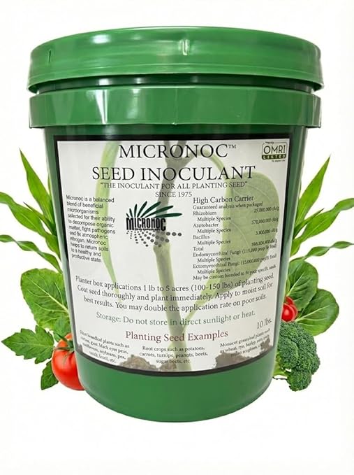 Mycorrhizal Fungi + Beneficial Microbial Blend – Seed Inoculant (10 lb) for Corn Cotton Soybeans Guar Cover Crops Peas Home Gardens &amp Flowers – OMRI® Listed