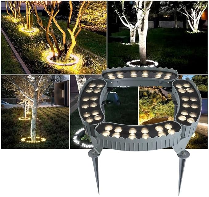 Tree Hugging Lights AC220V LED Ring Tree Spotlights IP65 Waterproof Outdoor Lighting Garden Courtyard Colored Landscape Lamp(B-Yellow5PCS(60W))