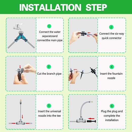 98 FT Irrigation System Kit. with 360°Fan-Shaped and Atomizing NozzleCan Be Quickly Installed and Disassembled for Garden Plant Flowerpots and Courtyard Watering Systems.