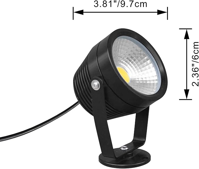Kiven LED Indoor/Outdoor Waterproof SpotlightDimmable Porch Light with Vinly Siding Hooks9.84 FT Plug-in Cord and Remote Control 7W Plug in Accent Light for Plants Porch Garden
