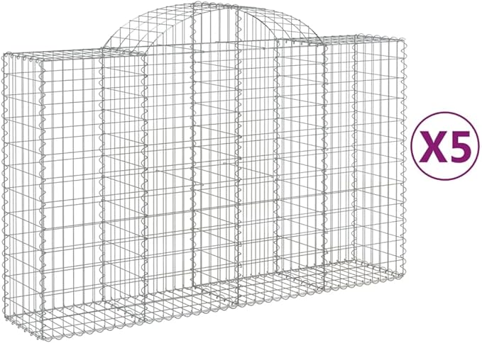 Galvanized Gabion Basket Set 5 Pack 78.7x78.7x19.7 in Large Outdoor Planter Retaining Wall for Garden Patio Raised Bed Metal Silver