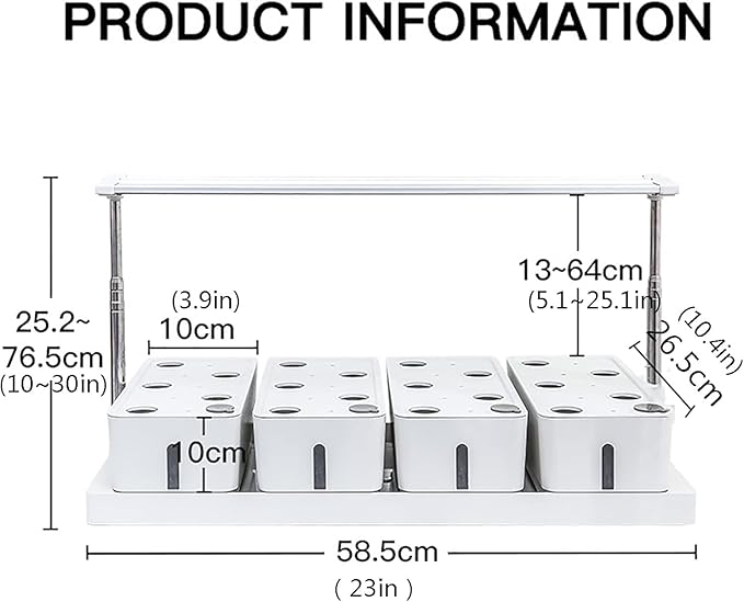 Hydroponics Growing System Indoor Herb Garden with 3 Kinds of Led Grow Light 20h Timer 75cm Adjustable Light Stand Separate Planting Box Water Inlet Design Smart Garden Hydroponic