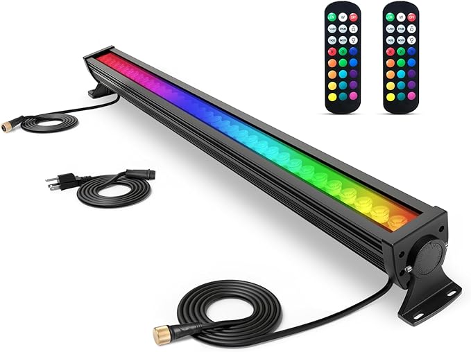 Linkable LED Wall Washer Light with RF Remote 144W Waterproof RGBW(RGB+5700K) Linear Light Bar 120V 40 Color Changing Wall Washing Lights for Church Casino and Theme Parks - FCC and ETL Certified