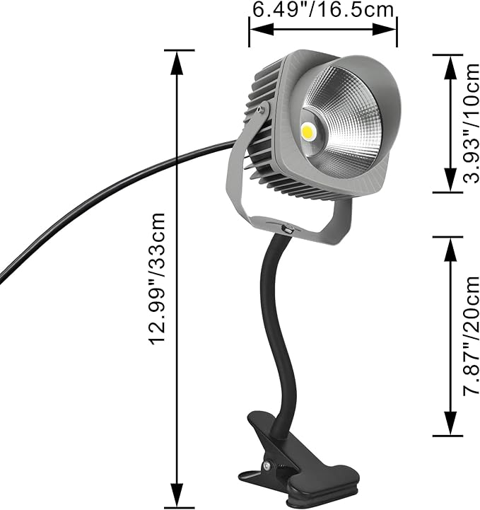 Kiven IP65 Waterproof LED Landscape Uplight Grey Decorative Spotlight Lamp with Plug-in Cord and Timer for Indoor Outdoor Yard Plants Advertising Board (10W Warm White)