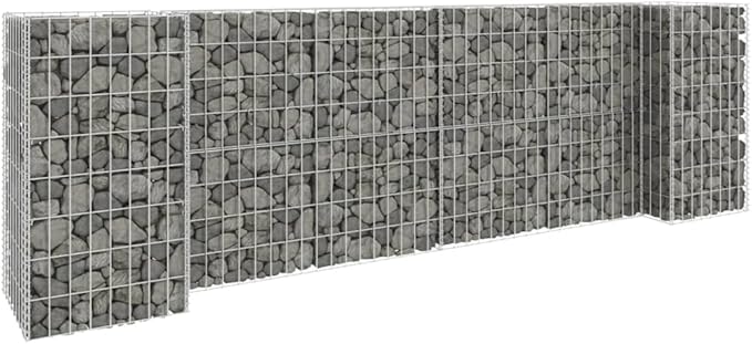Galvanized Steel H-Shaped Gabion Planter Raised BedOutdoor Garden Galvanized Steel Wire Mesh Grid Stone Wall Flower Raised Bed for Vegetables Flowers Plants 102.4x15.7x31.5 -AA
