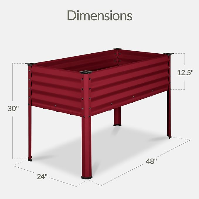 Best Choice Products 48x24x30in Galvanized Raised Garden Bed Metal Elevated Planter Box Vegetable Garden for Backyard Patio Balcony - Royal Red