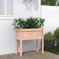 Garden Planter Natural Solid Douglas Wood 27.6x12.2x27.6 Inch Rectangular Raised Bed for Outdoor Plants Rustic Finish Durable