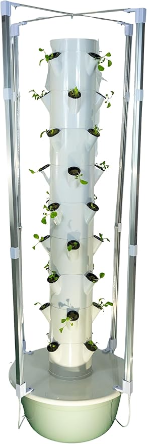 Aeroponic Vertical Tower Garden System 9 Layers with 4 Grow Ports 36 Plant Ports LED Light Kit Rockwool Pump &amp More Soil-Free Growing System for Indoor &amp Outdoor Home Growing