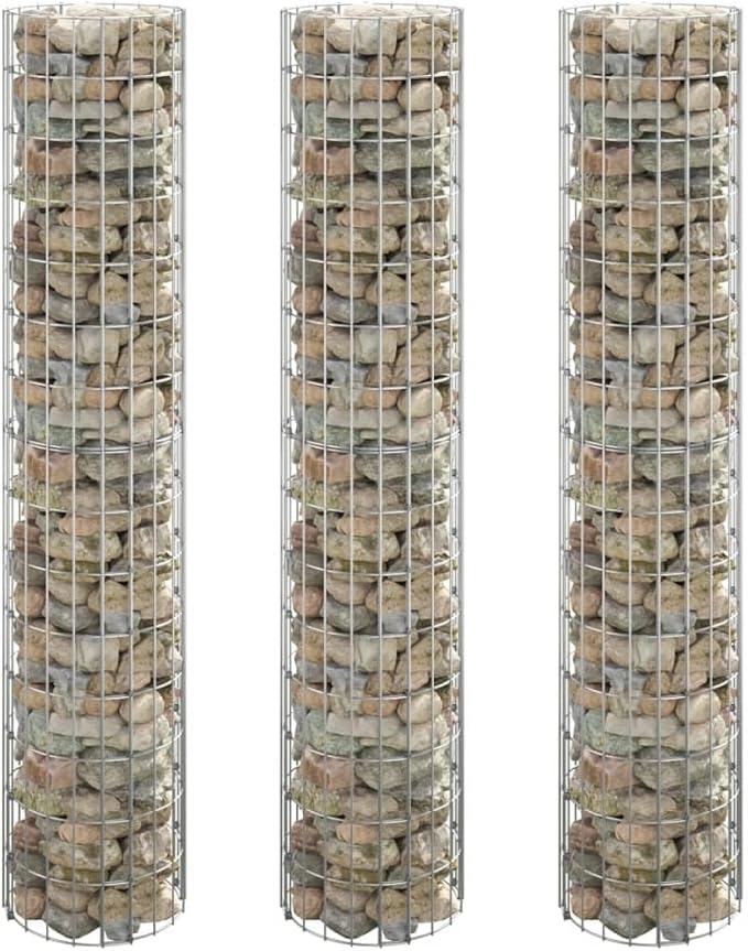SKM Circular Gabion Raised Beds 3 pcs Galvanised Steel Ø30x150 cm (Weight-17KG)