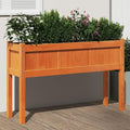 Garden Planter Wax Brown Solid Pine Wood 43.3 Outdoor Rectangular Raised Bed for Flowers Herbs Patio Balcony