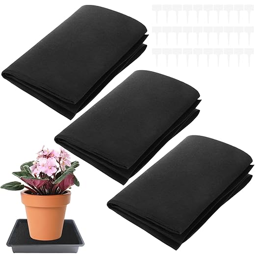 3 Pack Automatic Plant Watering Mat 3mm Self Watering Capillary Mat Wicking Mat with 30 Pcs Plant Labels Vacation Plant Watering System for Greenhouse Hydroponics Indoor Potted Plants39.4 x 47.2