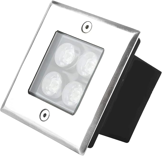 4W Square Landscape Lights - IP67 Waterproof LED Recessed Spot Lights for Gardens Terraces and Paths (12V Red 24V Yellow)